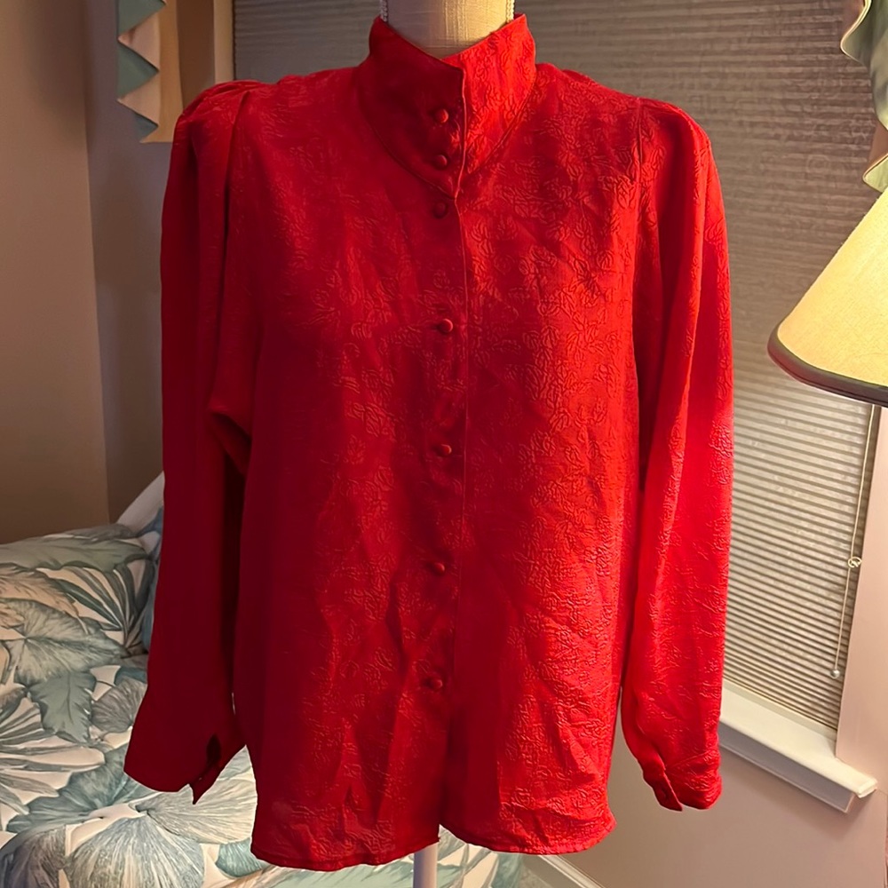 Vintage 80’s San Andre blouse, Red, Size 10.